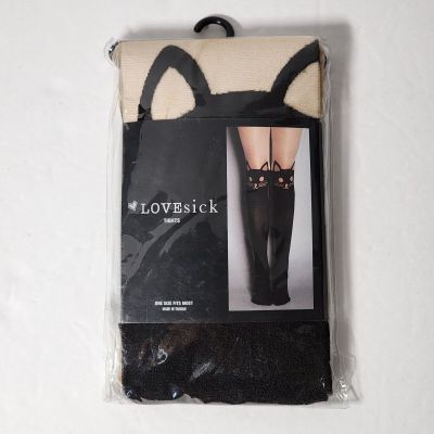 Hot Topic Lovesick Kitty Tights Nude / Black Kitty Black Halloween Costume